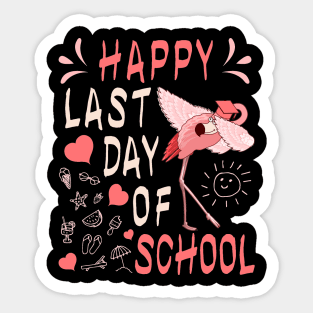 Happy Last Day Of School Dabbing Flamingo Gift Sticker